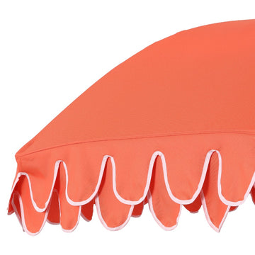 Horizon 6.5 ft. Classic MidCentury Scalloped Fringe Market Beach Umbrella